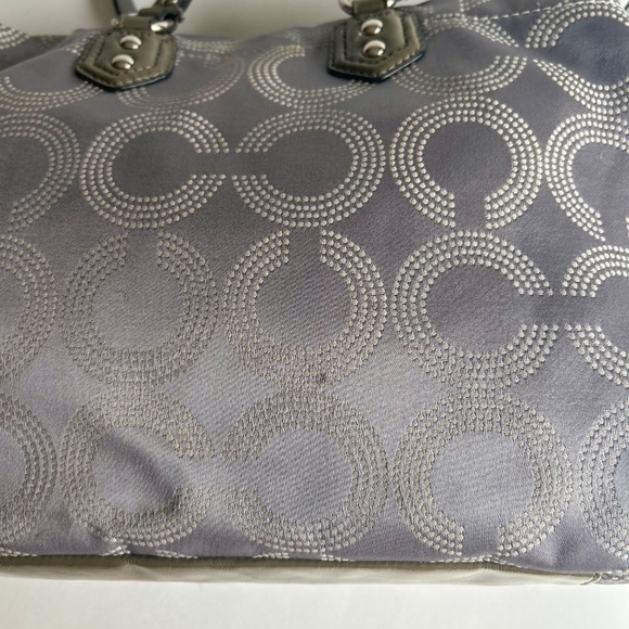 Coach Grey Canvas Patent Leather Handbag Shoulder Bag - Picture 16 of 16